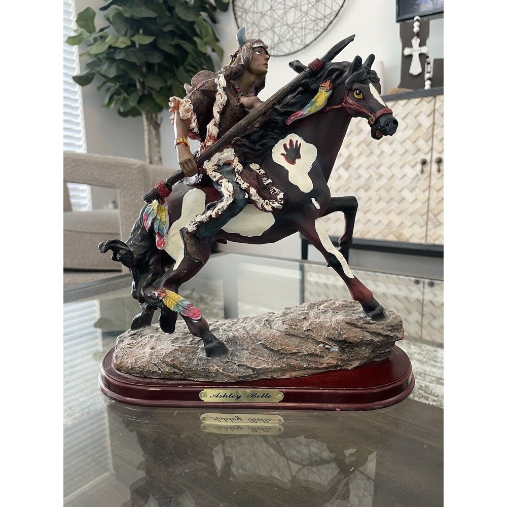 Native American Warrior With Horse And Spear Indian Fighter Painted Ashley Belle